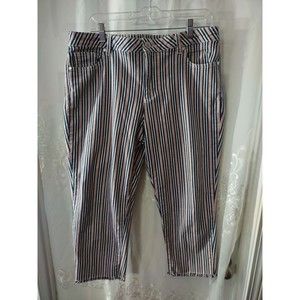 Est. 1946 Denim Cropped Pants Capri Size 16 Red White Blue Stripes